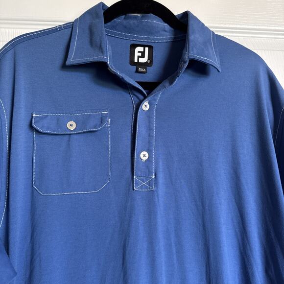 FootJoy Short Sleeve Golf Polo Shirt Men's Blue Size Large L FJ Contrast Stitch - Picture 4 of 11